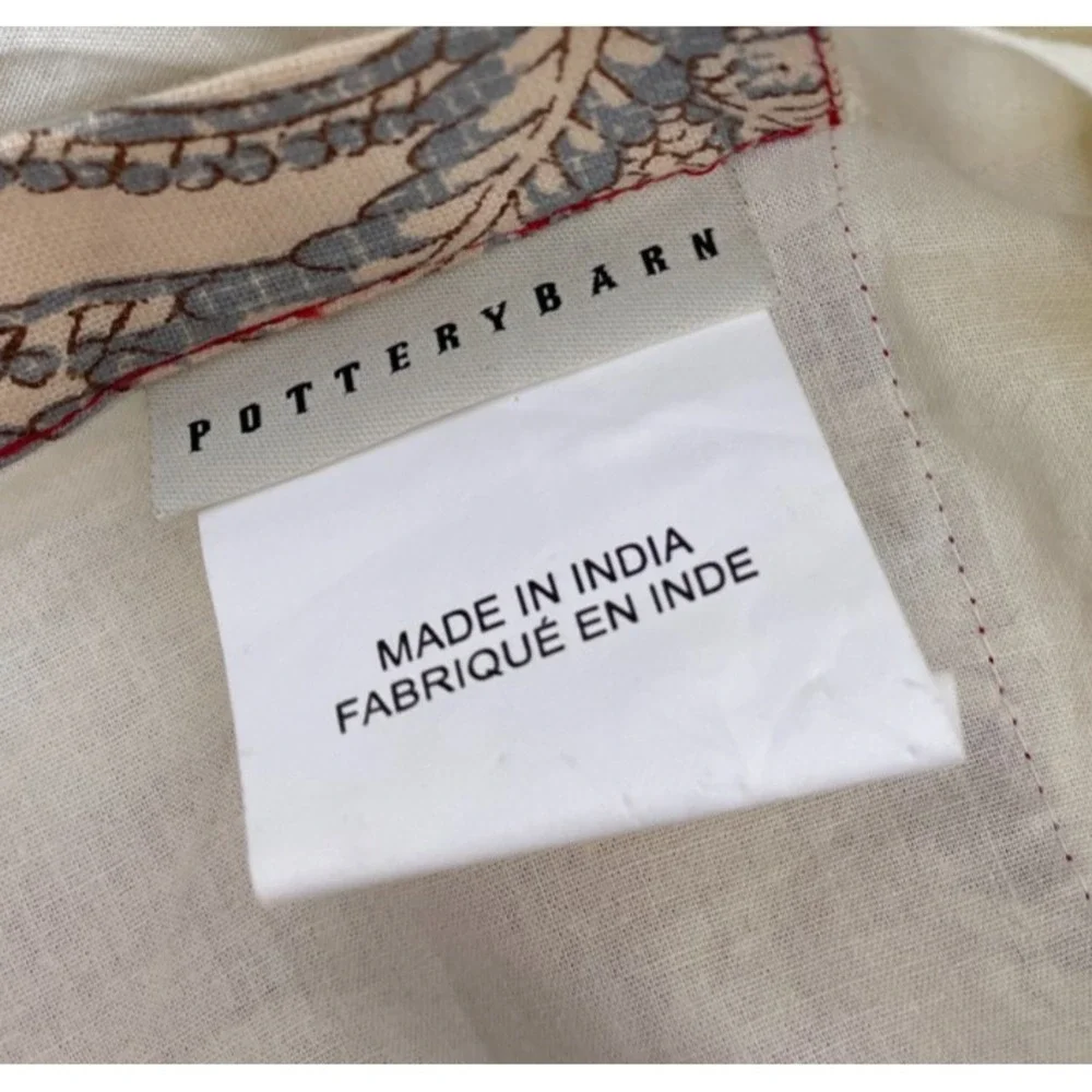 Pottery Barn Margaret Palampore Red California King Bedskirt Dust Ruffle Linen